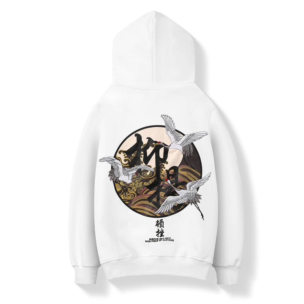 KH9332 Movement of Cranes Embroidery Hoodie product image