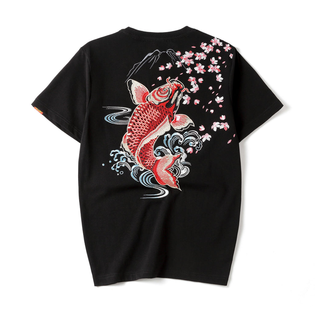 KH628 Red Koi Fish Embroidered Tee product image