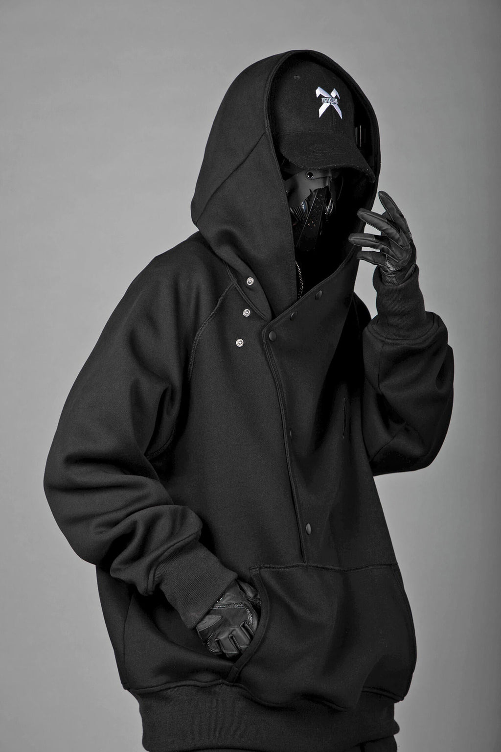 HiH38 Black Layered Hoodie product image