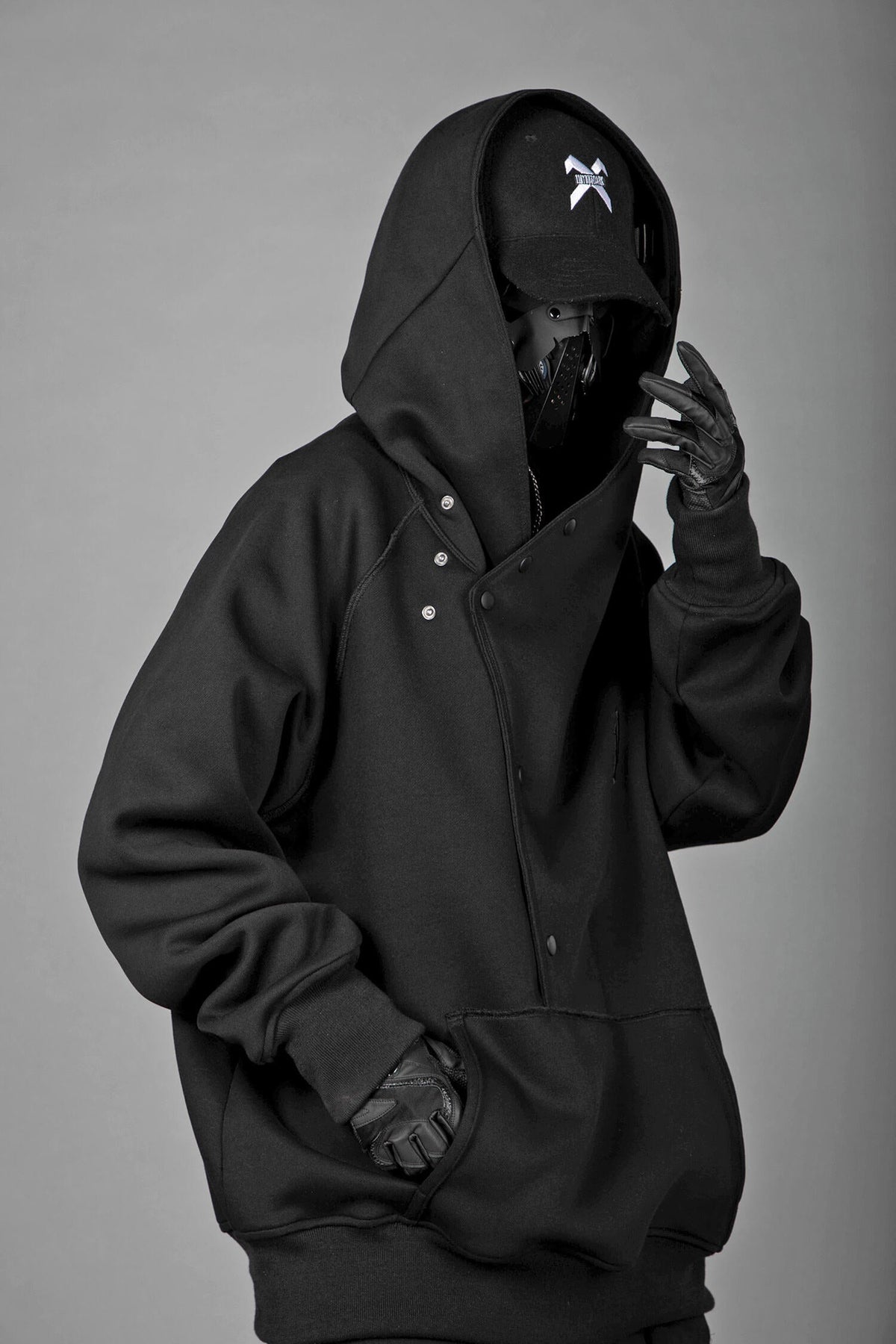 HiH38 Black Layered Hoodie product image