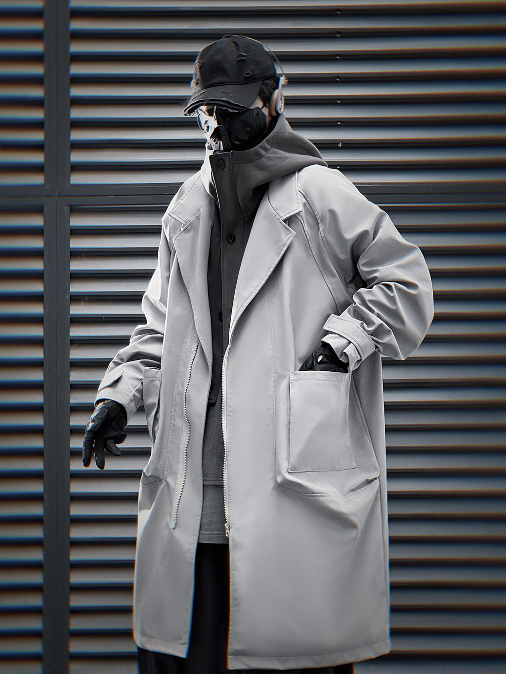 HiJ36 Grey Urban Trench Coat product image