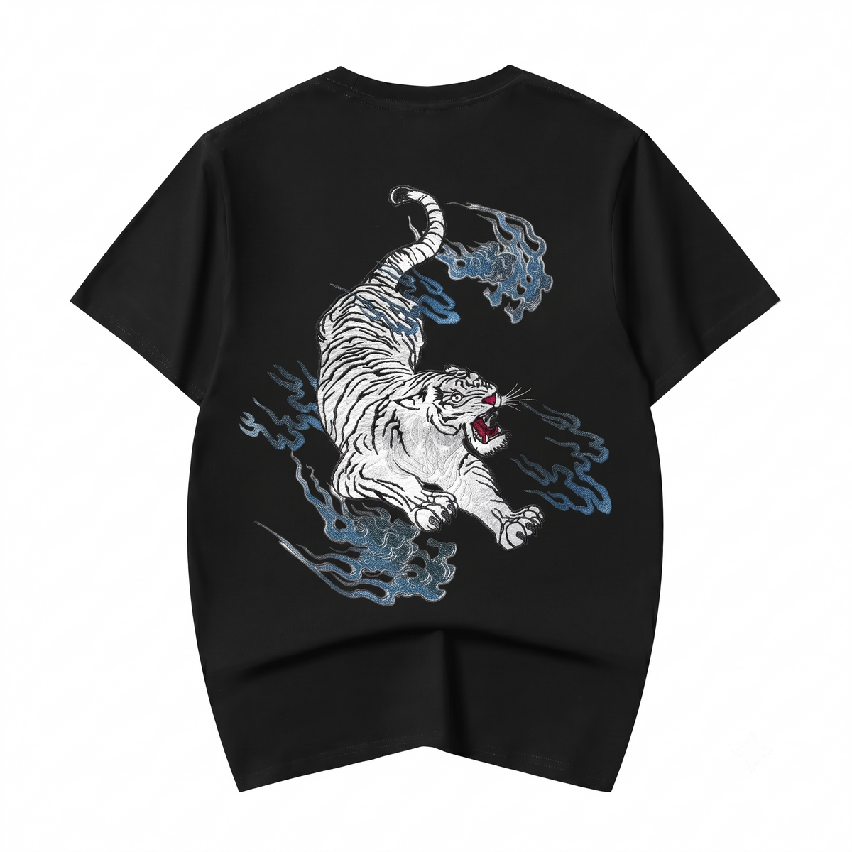 ET9817 Flaming White Tiger Embroidered Tee product image