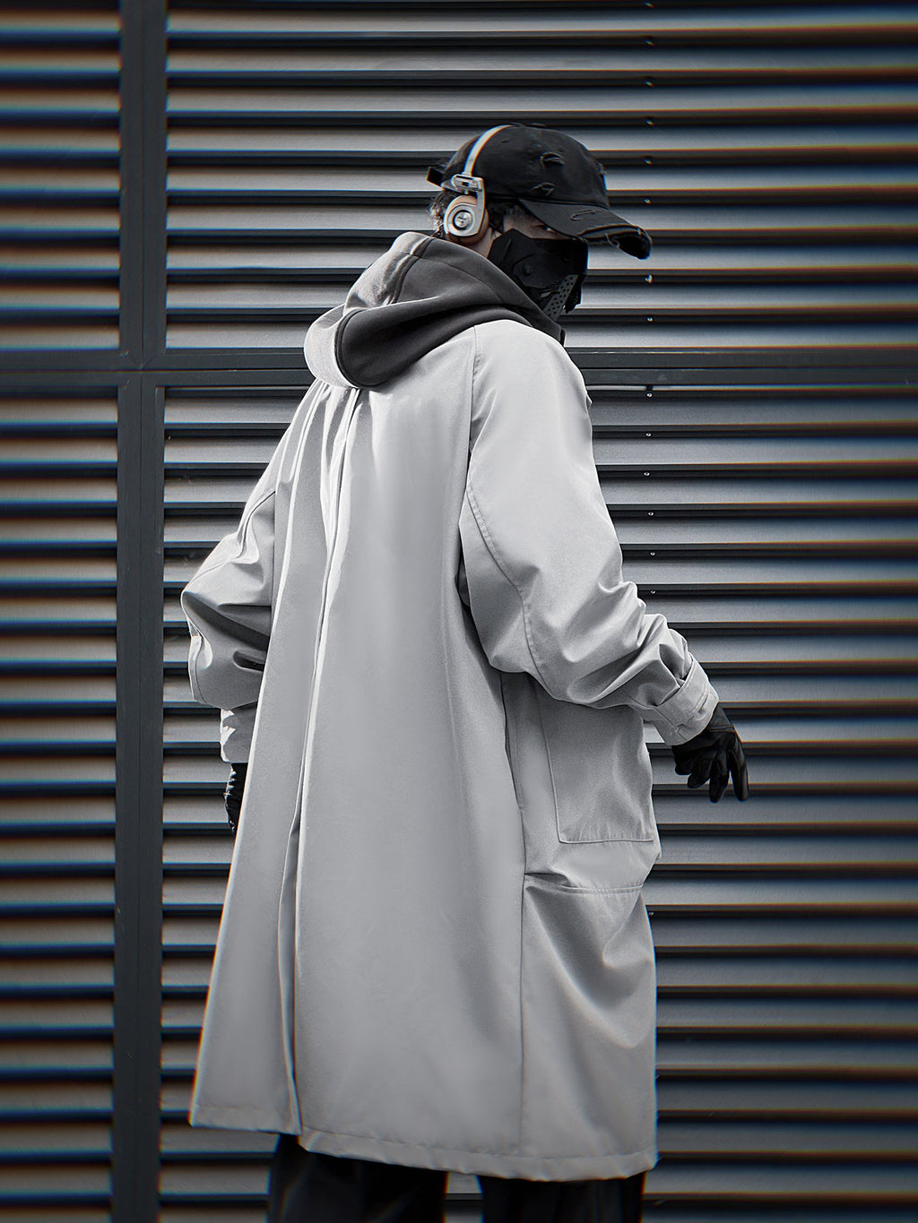 HiJ36 Grey Urban Trench Coat